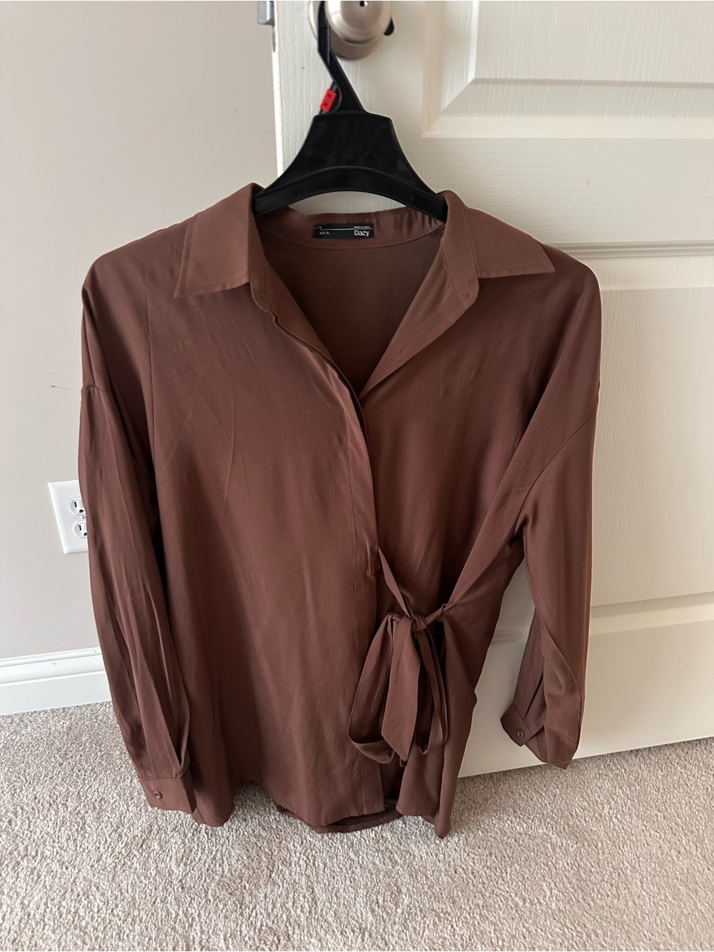 Dazy Women’s Brown Wrap Tie Blouse